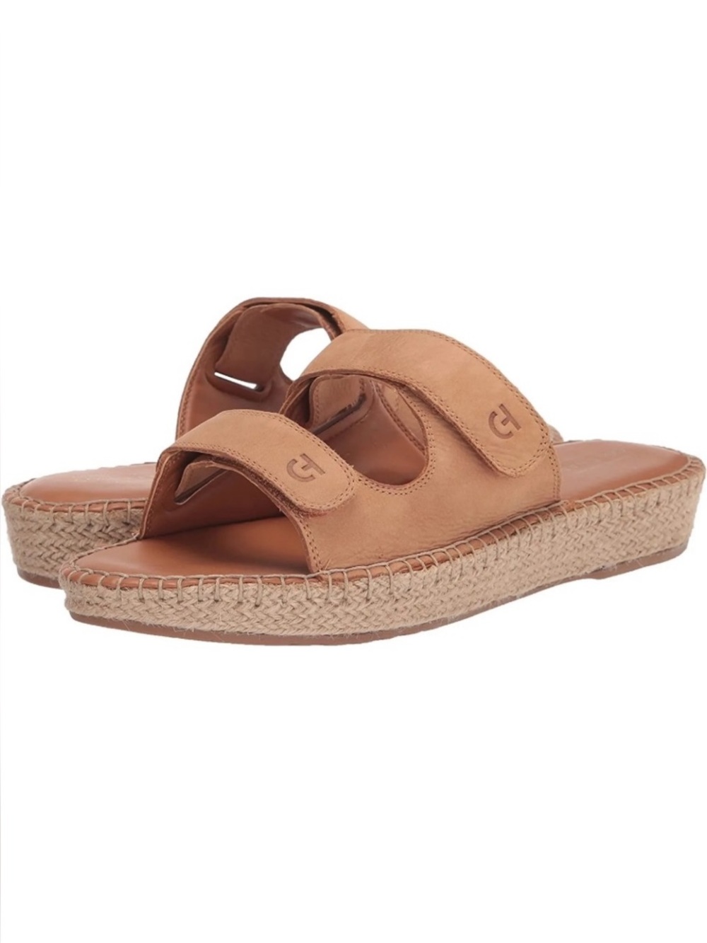 NEW Cole Haan PECAN Leather Cloudfeel Espadrille Slide Sandals Sz 7 US